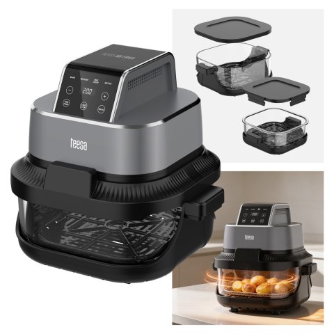 Frytkownica beztłuszczowa Teesa TSA8090 Glass Air Fryer, 1500 W, szklane pojemniki 1,5 l i 4 l