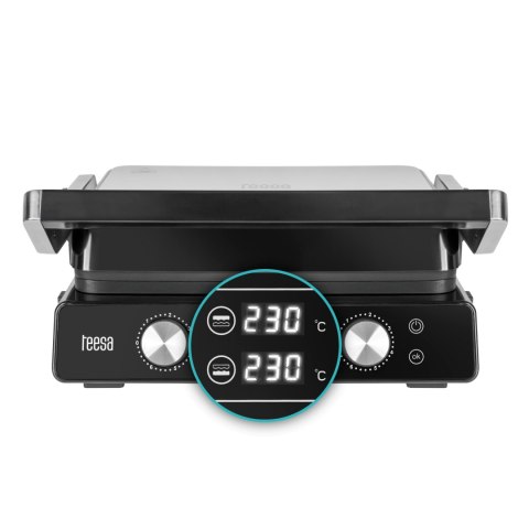 Grill elektryczny panini Teesa TSA3239, 2000 W, oddzielna regulacja płyt 140-230°C i timer