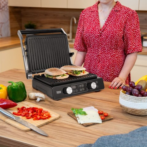 Grill elektryczny panini Teesa TSA3239, 2000 W, oddzielna regulacja płyt 140-230°C i timer