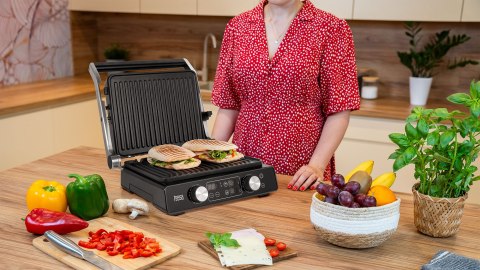 Grill elektryczny panini Teesa TSA3239, 2000 W, oddzielna regulacja płyt 140-230°C i timer