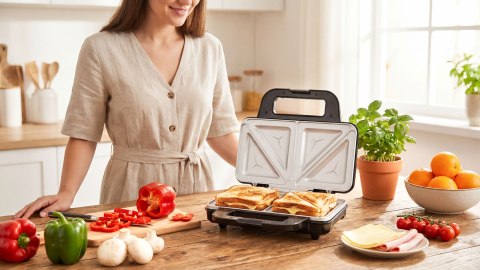 Opiekacz do kanapek Teesa TSA3226 XXL, 900 W, płyty z powłoką ceramiczną, na 2 kanapki