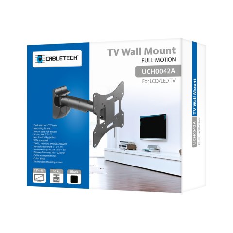 Ruchomy uchwyt ścienny Cabletech UCH0042A do TV 23-43 cali, VESA do 200×200, 30 kg