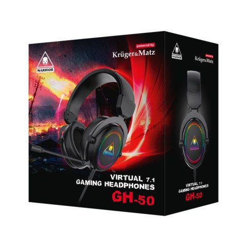 Słuchawki gamingowe Krüger&Matz Warrior GH-50 KM0675, USB, Virtual 7.1, RGB