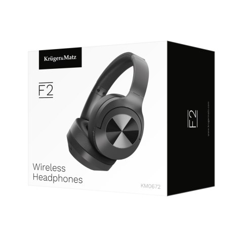 Słuchawki nauszne Krüger&Matz F2 KM0672-B, Bluetooth 5.3, microSD, czarne