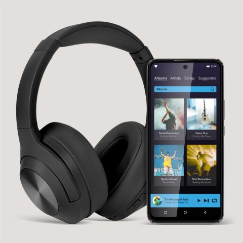 Słuchawki nauszne Krüger&Matz F2 KM0672-B, Bluetooth 5.3, microSD, czarne