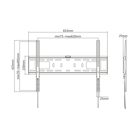Stały uchwyt ścienny Cabletech LP42-46F UCH0183 do TV 37-70 cali, VESA do 600×400, 50 kg