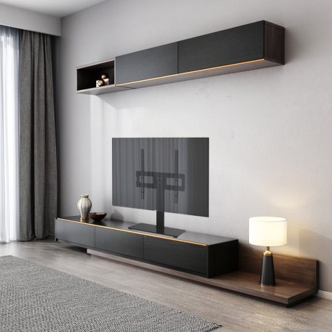 Stojak do TV Maclean MC-450, szklana podstawa, 40 kg, regulowany, czarny