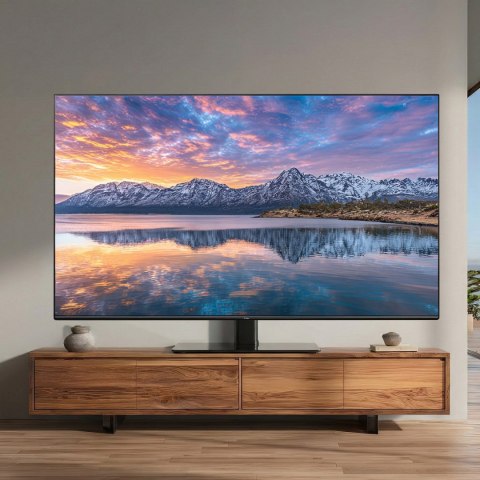 Stojak do TV Maclean MC-450, szklana podstawa, 40 kg, regulowany, czarny