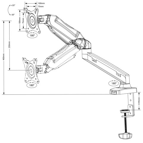 Uchwyt biurkowy Maclean MC-860 do monitora 13-27″, 8 kg, VESA 75/100