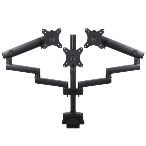 Uchwyt biurkowy do 3 monitorów Maclean MC-811, 17-27″, 3×7 kg, 2×USB, czarny