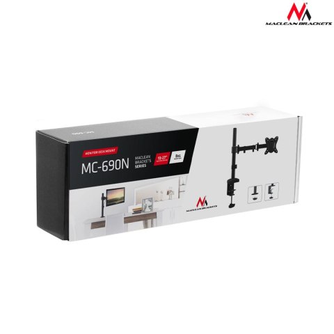 Uchwyt biurkowy do monitora Maclean MC-690N 13-27″, 8 kg, czarny