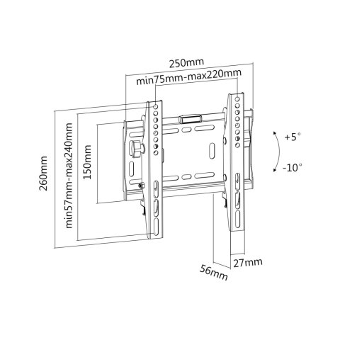 Uchylny uchwyt ścienny Cabletech LP42-22DT UCH0184 do TV 23-42 cale, VESA do 200×200, 50 kg