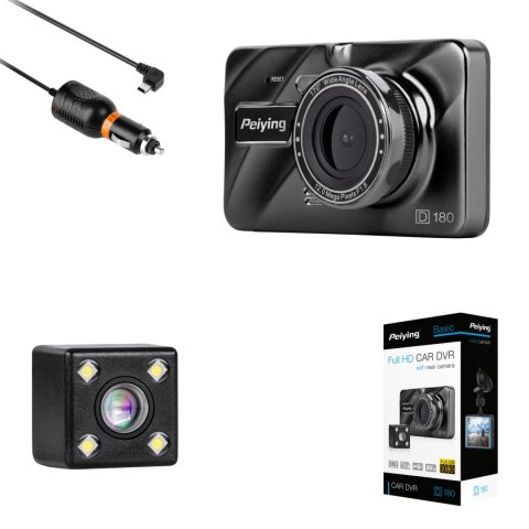 Wideorejestrator Peiying D180 Full HD z kamerą tylną i ekranem 4″