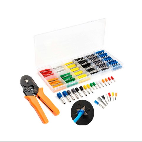 Zestaw Eurokomp NAR0868: zaciskarka HSC8 6-4 i 800 tulejek, 0,25-6 mm²