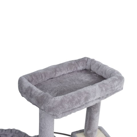 Drapak dla kota Rebel Animals RA-1003 z domkiem i legowiskami, 80 cm, szary