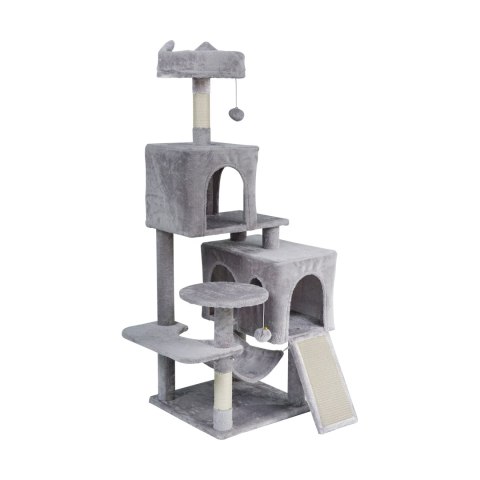 Drapak dla kota Rebel Animals RA-1006, 137 cm, szary, hamak i 2 domki