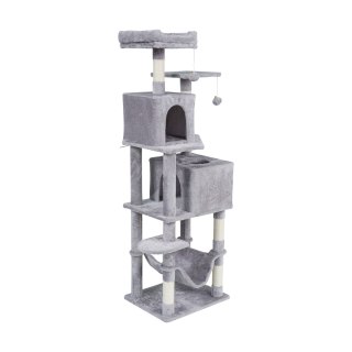 Drapak dla kota Rebel Animals RA-1007, 155 cm, szary, hamak i 2 domki