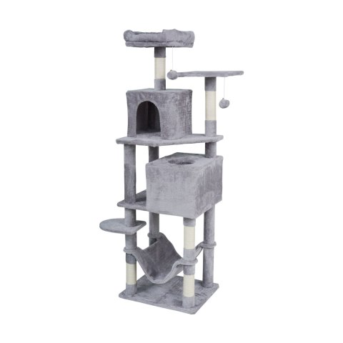 Drapak dla kota Rebel Animals RA-1007, 155 cm, szary, hamak i 2 domki