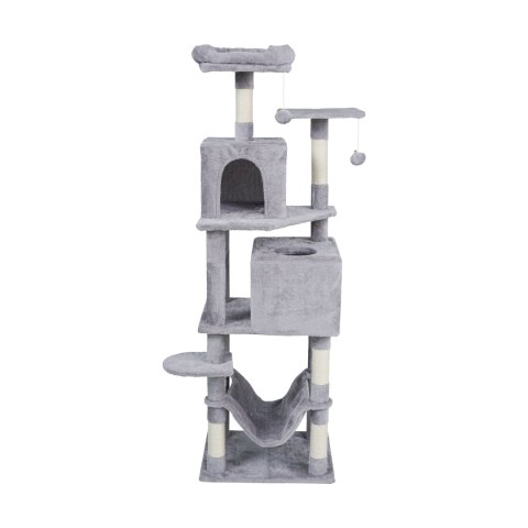 Drapak dla kota Rebel Animals RA-1007, 155 cm, szary, hamak i 2 domki
