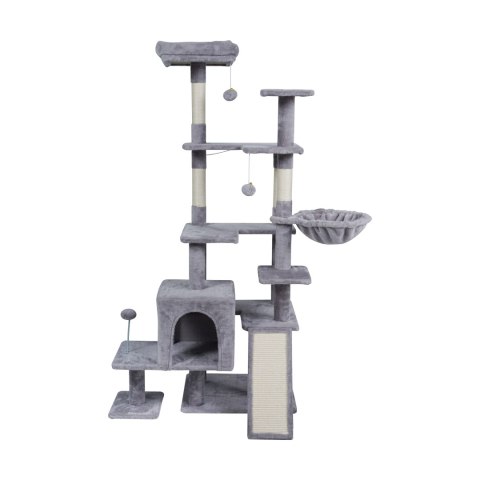 Drapak dla kota Rebel Animals RA-1008, 152 cm, szary, 2 legowiska