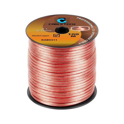 Kabel głośnikowy Cabletech KAB0311 Cu, 2 × 0,75 mm², rolka 100 m