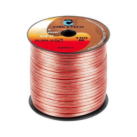 Kabel głośnikowy Cabletech KAB0321 OFC, 2 × 1,5 mm², rolka 100 m