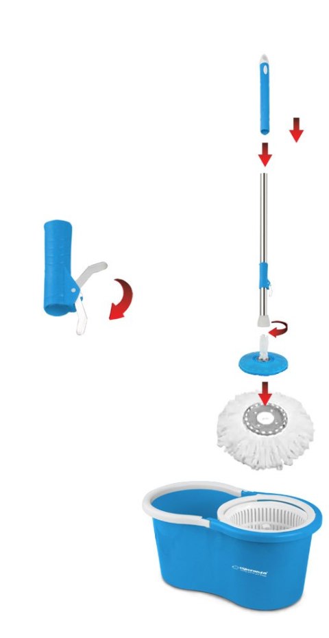 Mop obrotowy Esperanza Perfect Clean 005, kosz z tworzywa, 125 cm