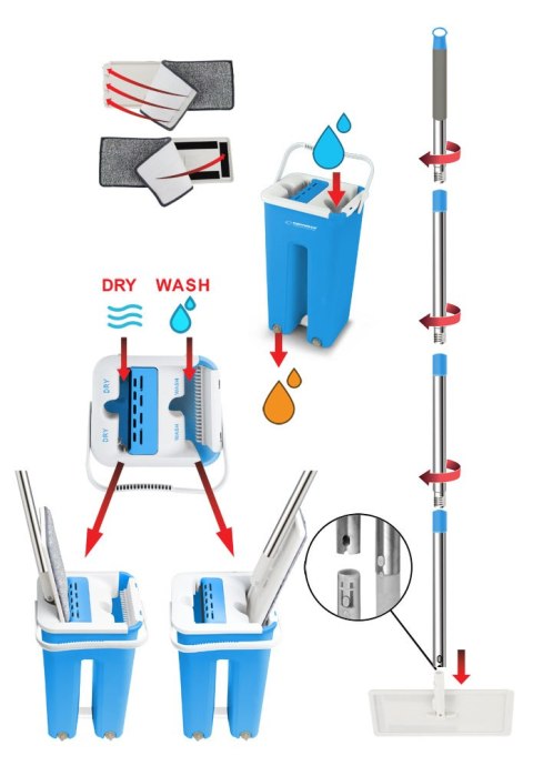 Mop wyciskany Esperanza Perfect Clean 004 z wiadrem, 125 cm