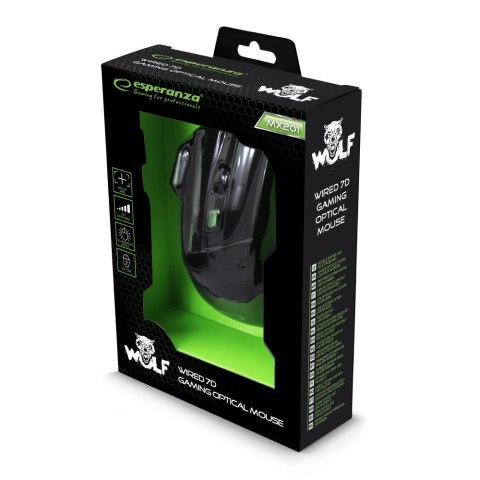 Mysz gamingowa Esperanza EGM201G Wolf USB 2400 DPI zielona 7 przycisków