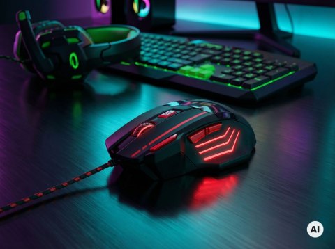 Mysz gamingowa Esperanza EGM201R Wolf USB 2400 DPI czerwona 7 przycisków