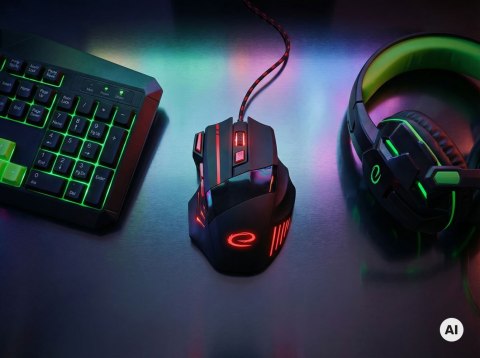 Mysz gamingowa Esperanza EGM201R Wolf USB 2400 DPI czerwona 7 przycisków