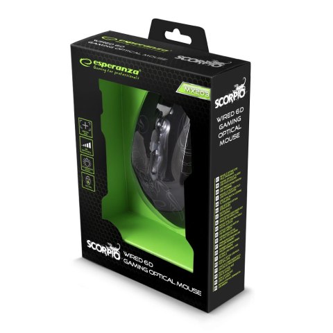 Mysz gamingowa Esperanza EGM203B Scorpio USB 2400 DPI niebieska 6 przycisków