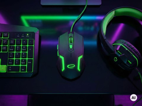 Mysz gamingowa Esperanza EGM205G Fighter USB 2400 DPI zielona 6 przycisków