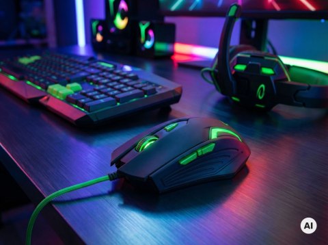 Mysz gamingowa Esperanza EGM205G Fighter USB 2400 DPI zielona 6 przycisków