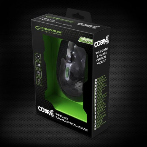 Mysz gamingowa Esperanza EGM207G Cobra USB 2400 DPI zielona 6 przycisków