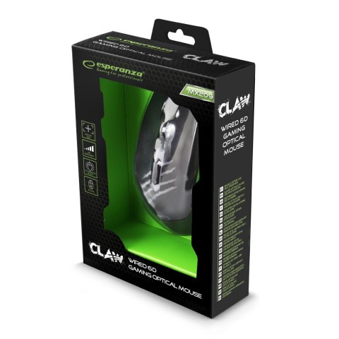 Mysz gamingowa Esperanza EGM209G Claw USB 2400 DPI 6 przycisków