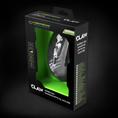 Mysz gamingowa Esperanza EGM209G Claw USB 2400 DPI 6 przycisków