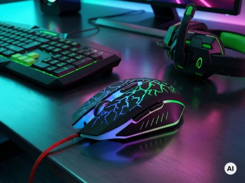 Mysz gamingowa Esperanza EGM211R Lightning USB 2400 DPI LED 6 przycisków