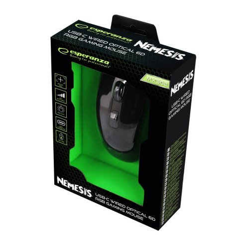 Mysz gamingowa Esperanza EGM302 Nemesis USB-C 2400 DPI RGB