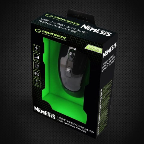 Mysz gamingowa Esperanza EGM302 Nemesis USB-C 2400 DPI RGB
