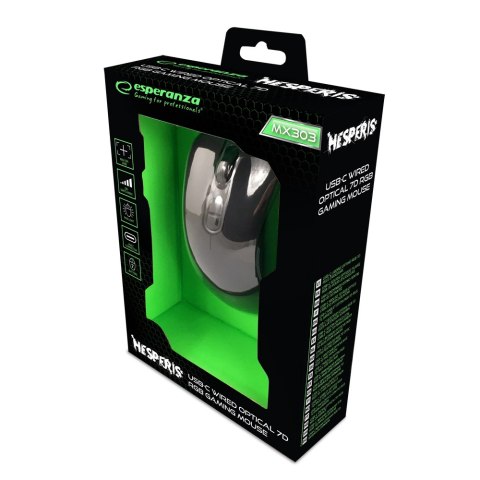 Mysz gamingowa Esperanza EGM303 Hesperis USB-C 2400 DPI RGB
