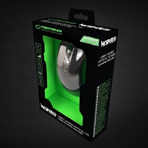 Mysz gamingowa Esperanza EGM303 Hesperis USB-C 2400 DPI RGB