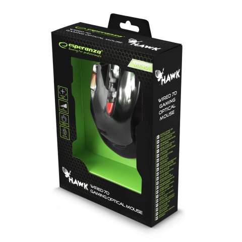 Mysz gamingowa Esperanza EGM401KR Hawk USB 2400 DPI czarno-czerwona