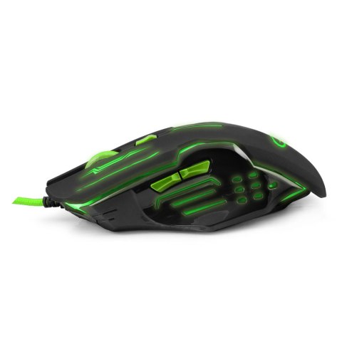 Mysz gamingowa Esperanza EGM403G Apache USB 2400 DPI zielona 6 przycisków