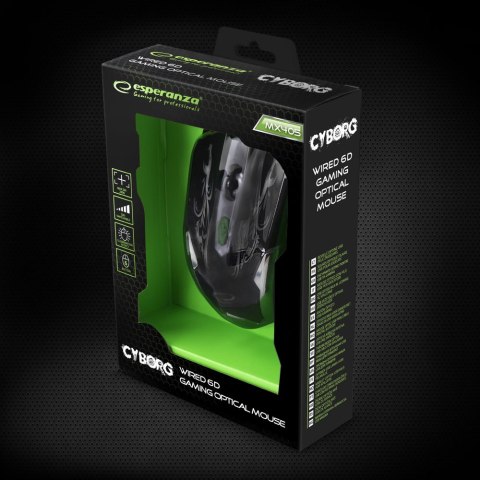 Mysz gamingowa Esperanza EGM405 Cyborg USB 2400 DPI 6 przycisków