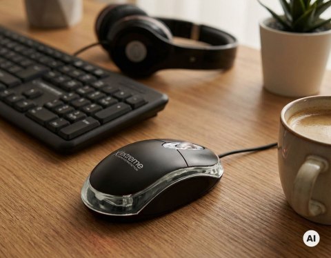 Mysz przewodowa Extreme XM102K Camille USB 1000 DPI czarna 3 przyciski