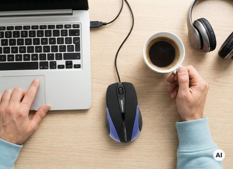 Mysz przewodowa Esperanza EM102B Sirius USB 1000 DPI niebieska 3 przyciski