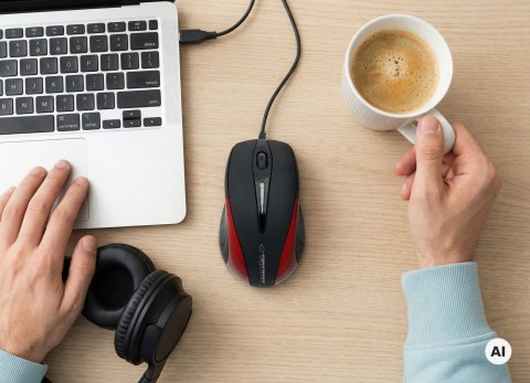 Mysz przewodowa Esperanza EM102R Sirius USB 1000 DPI czerwona 3 przyciski