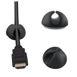 Przyklejane uchwyty do kabli Esperanza, czarne, 6 szt., do 6 mm