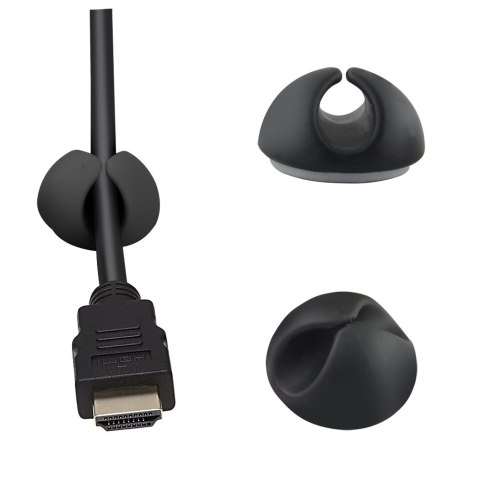 Przyklejane uchwyty do kabli Esperanza, czarne, 6 szt., do 6 mm